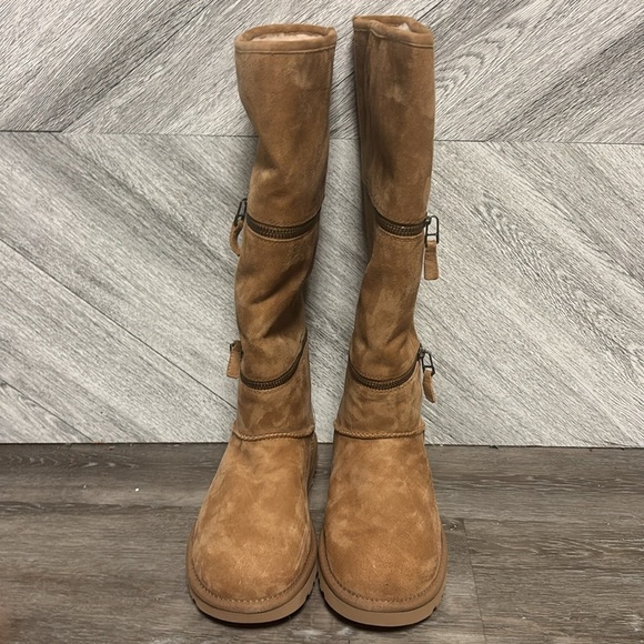 UGG | Classic Ultra Tall Boots In Chestnut With Zipper Details NEW Size 6 - Picture 3 of 13